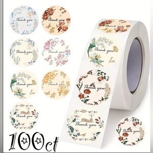Thank You Design Stickers 100ct~ 1”  (Boutique) ~NEW~